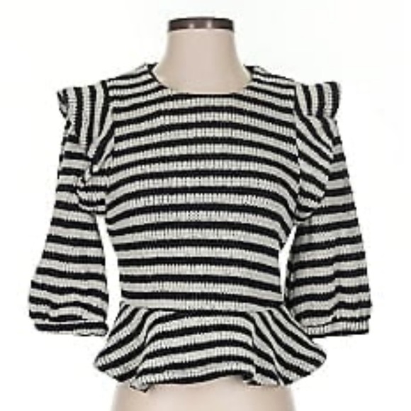 English Factory Striped Black and White Knit Top Sweater Size XS - Picture 1 of 8